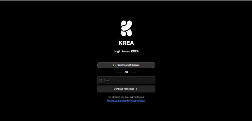 Enter Your Email To Start With Krea AI 